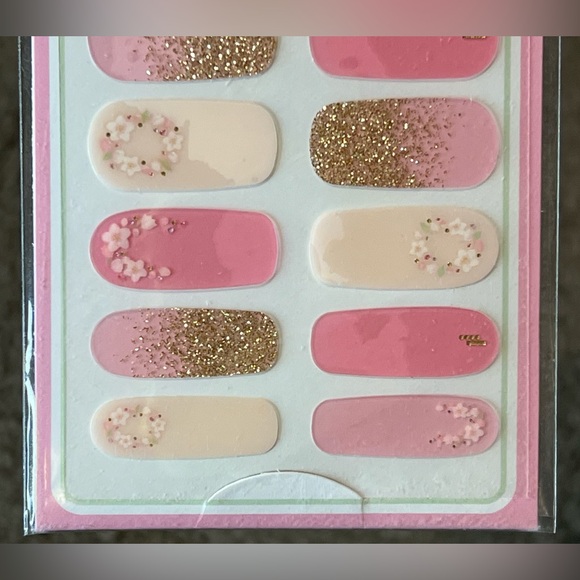 Gel Nail Seal Pastel Pink Glitter Sakura Flower Cherry Blossoms Nail Stickers - Picture 5 of 10